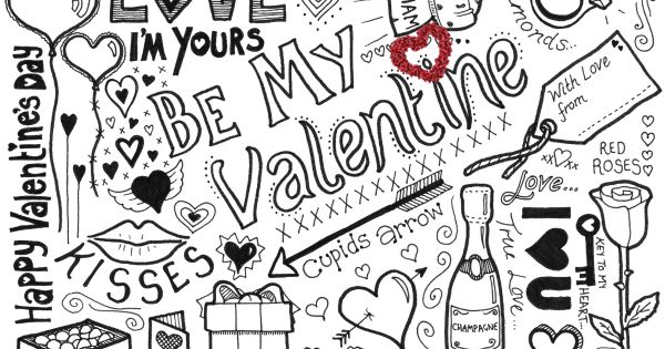 Gambar Doodle Valentine PNG dengan Background Transparan – Free Download