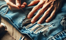 Cara Memperbaiki Celana Jeans Sobek dengan Jahit Tangan dan Mesin Jahit
