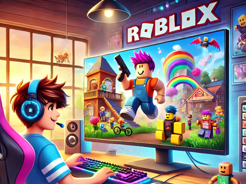 Anak-anak bermain game Roblox di komputer